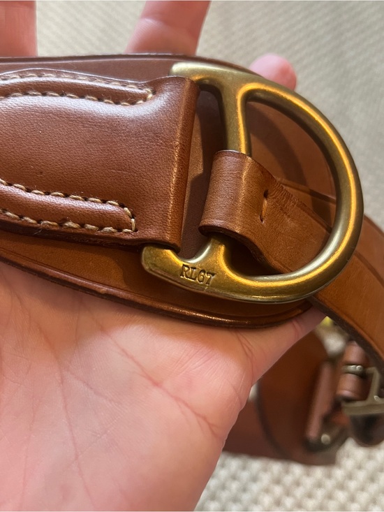 Ralph Lauren RL67 Equestrian 
Belt Saddle Leather Double Buckle Brass Hardware main image 6